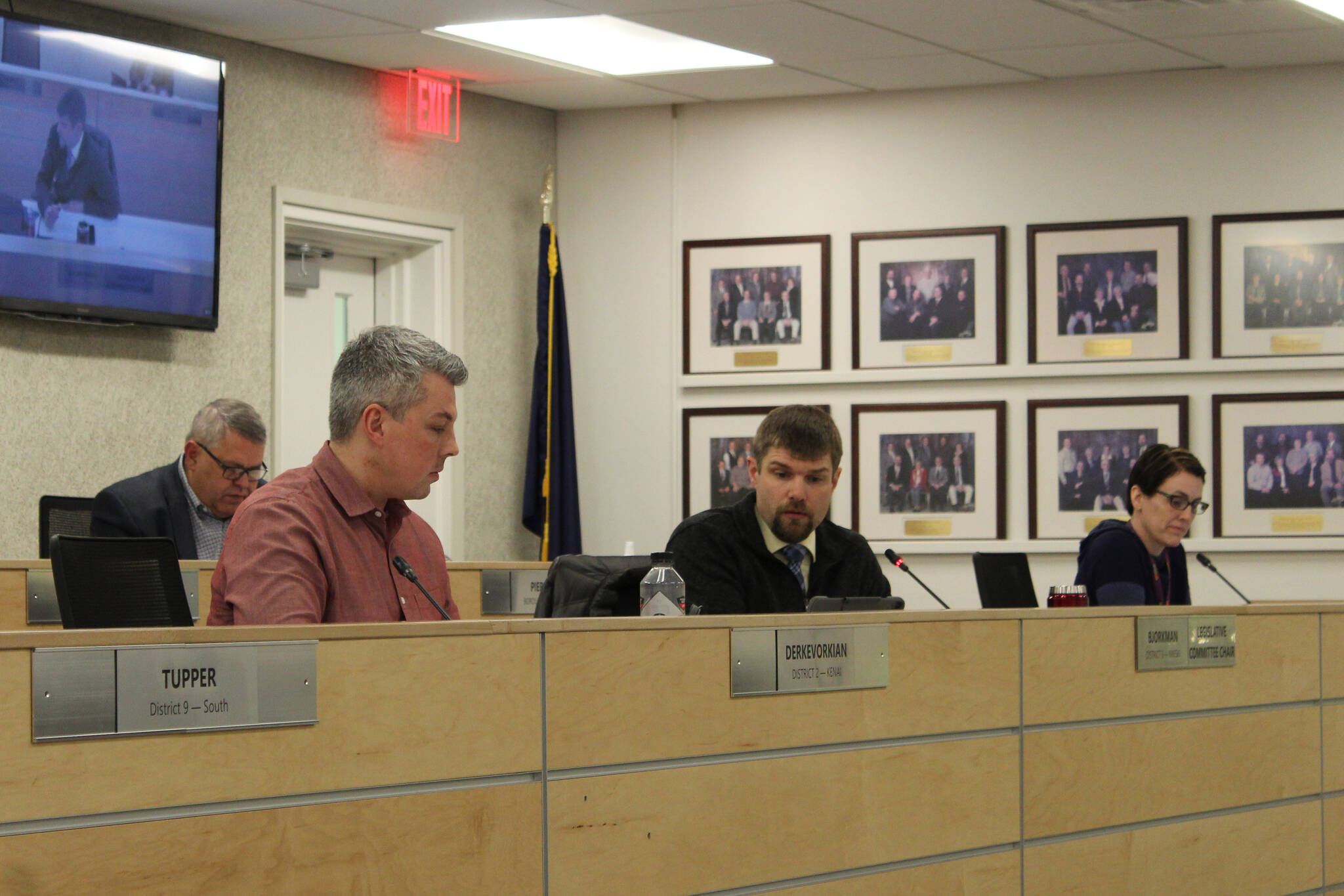 Assembly member Jesse Bjorkman speaks during a meeting of the Kenai Peninsula Borough Assembly on Tuesday, Feb. 15, 2022 in Soldotna, Alaska. (Ashlyn O’Hara/Peninsula Clarion)