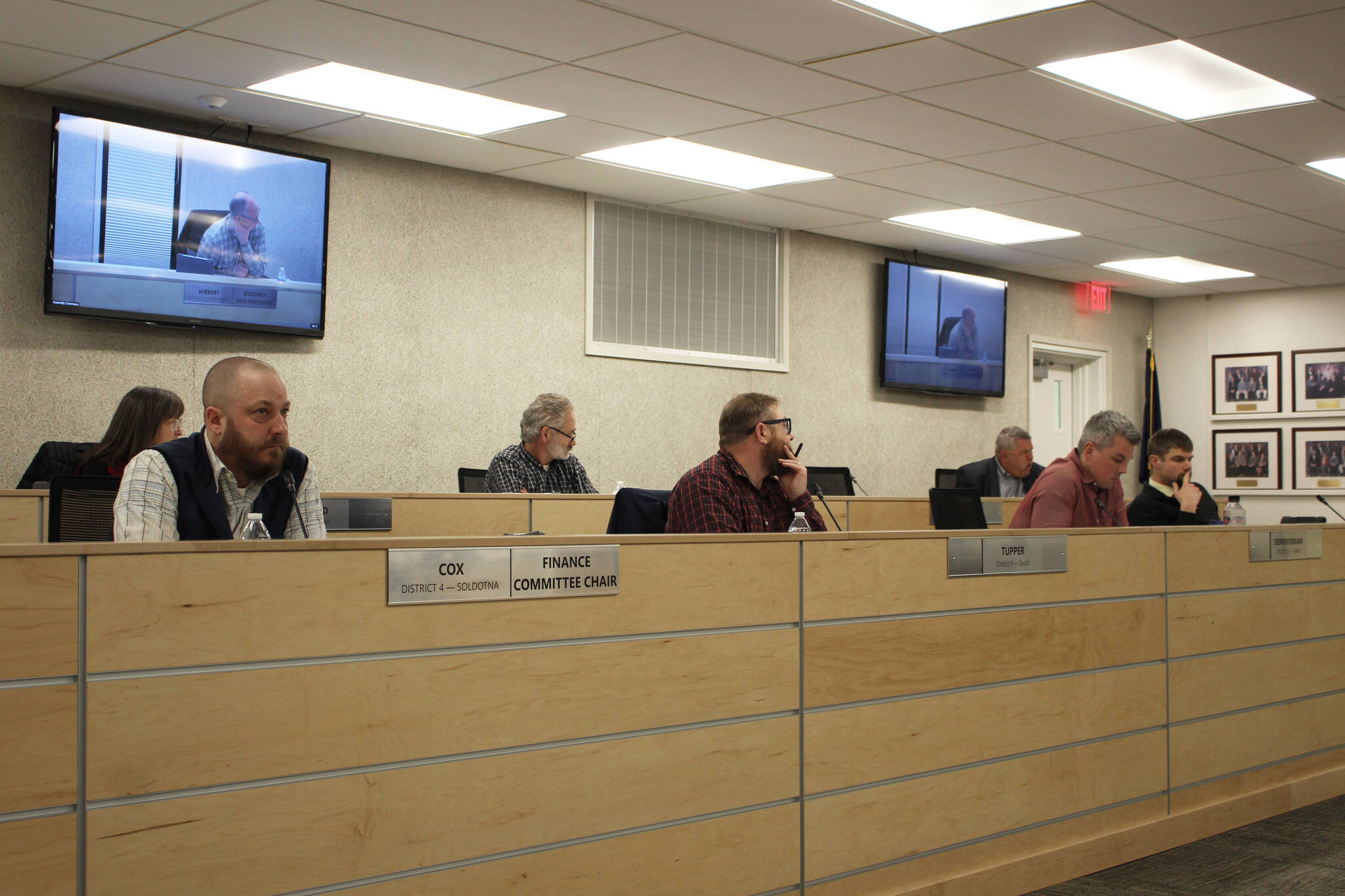 The Kenai Peninsula Borough Assembly convenves on Tuesday, Feb. 15, 2022 in Soldotna, Alaska. (Ashlyn O’Hara/Peninsula Clarion)