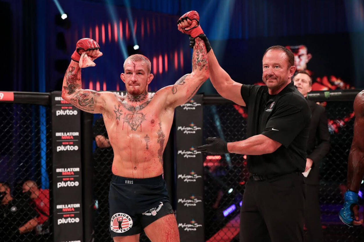 Austin Vanderford wins a fight. (Photo courtesy of Lucas Noonan/Bellator)