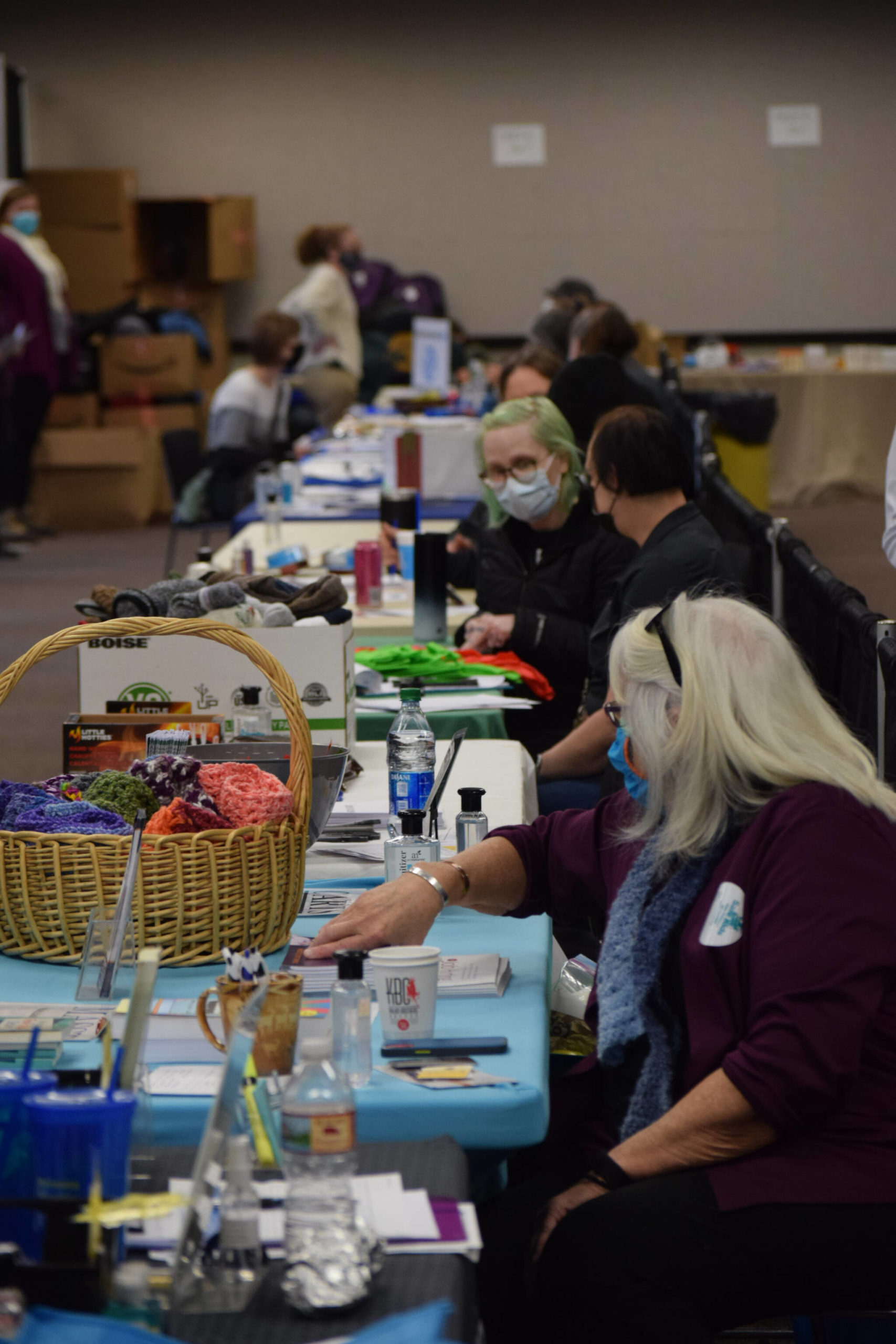 Community agencies administer social services to those in need during the Project Homeless Connect event in Soldotna on Wednesday, Jan. 26, 2022. (Camille Botello/Peninsula Clarion)
