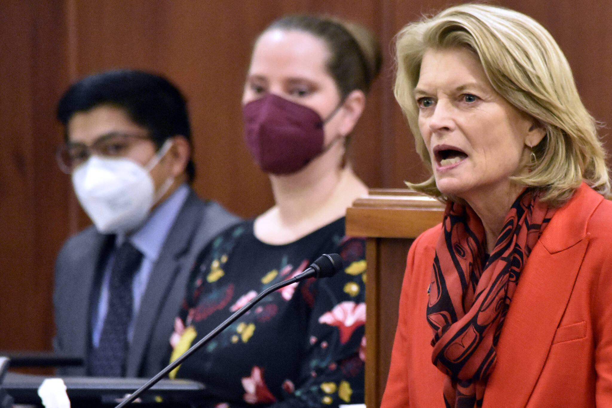 U.S. Sen. Lisa Murkowski speaks to the Alaska State Legislature in February. (Peter Segall / Juneau Empire file)