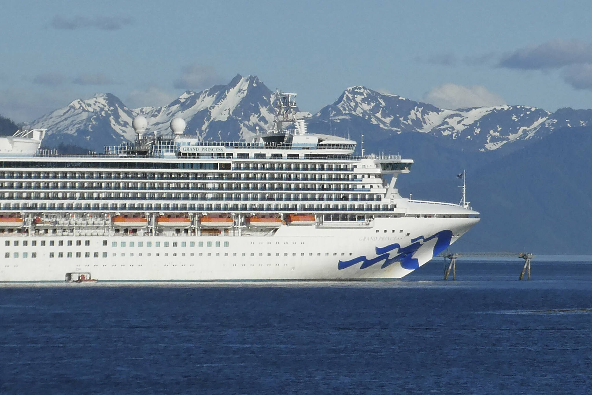 The Grand Princess cruise ship sails in Gastineau Channel in Juneau, Alaska, in this May 30, 2018, file photo. (AP Photo/Becky Bohrer, File)