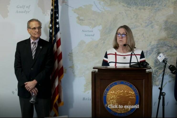 Alaska Division of Elections Director Gail Fenumiai speaks at an Anchorage news conference on Tuesday, March 22, 2022, about the upcoming special election to fill the seat in U.S. House of Representatives vacated following the death of Rep. Don Young last week. (Screenshot)