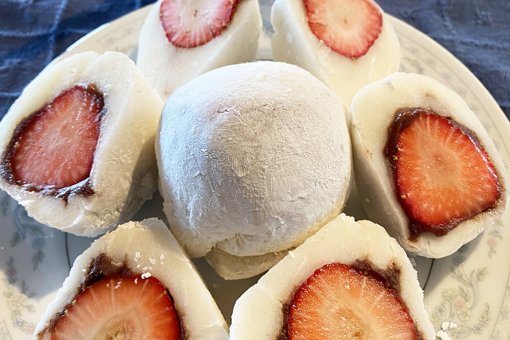 Strawberries and red bean paste fill these delicate mochi desserts. (Photo by Tressa Dale/Peninsula Clarion)