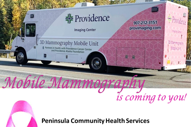 The Peninsula Community Health Center has a Mobile Mammography coming to Kenai on Thursday, May 5. (Promotional image)