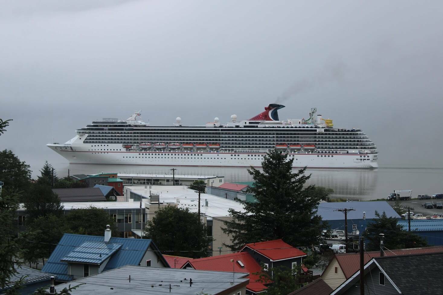 Dana Zigmund / Juneau Empire File
A Carnival Cruise Lines vessel similar to one due in Juneau following a COVID outbreak aboard steams past Douglas in 2021.