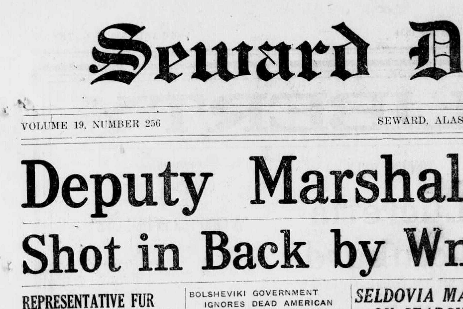Page from Seward daily gateway. (Alaska State Library, Archives and Museum, Juneau, A.K.)