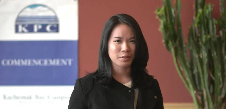 Kenai Peninsula College Kachemak Bay Campus valedictorian Rosemary Kauffman speaks at her virtual class graduation on Thursday, May 5, 2022. (Screenshot)