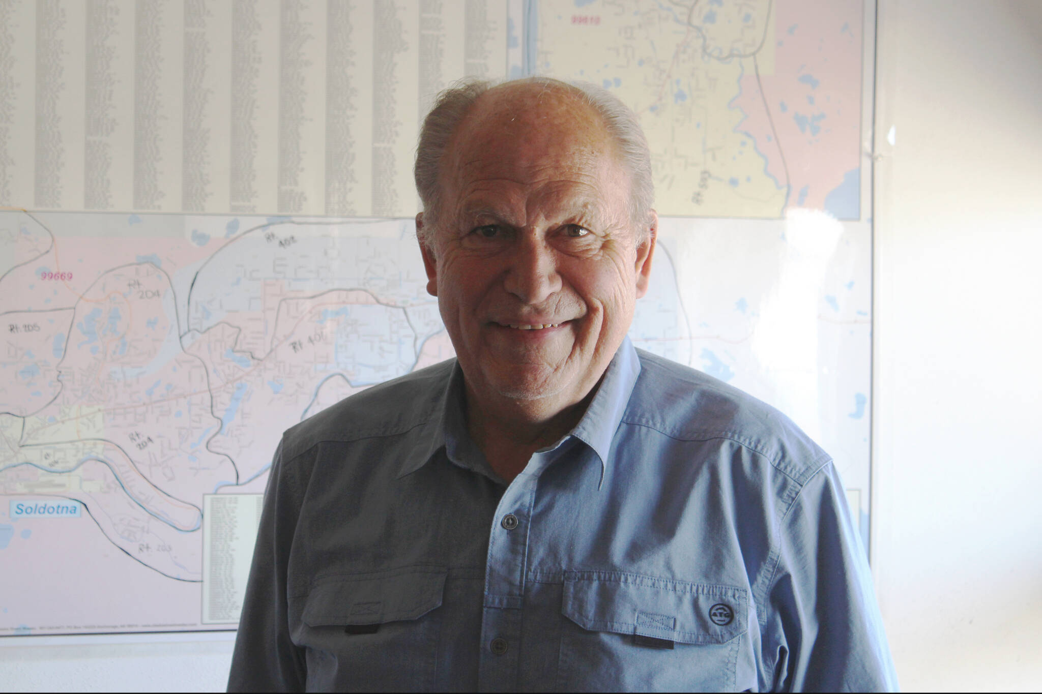 Gubernatorial candidate Bill Walker stands in the Peninsula Clarion office on Friday, May 6, 2022 in Kenai, Alaska. (Ashlyn O’Hara/Peninsula Clarion)