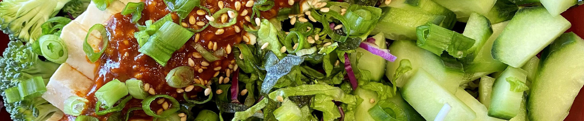 Gochujang dressing spices up tofu, lettuce, veggies and sprouts. (Photo by Tressa Dale/Peninsula Clarion)