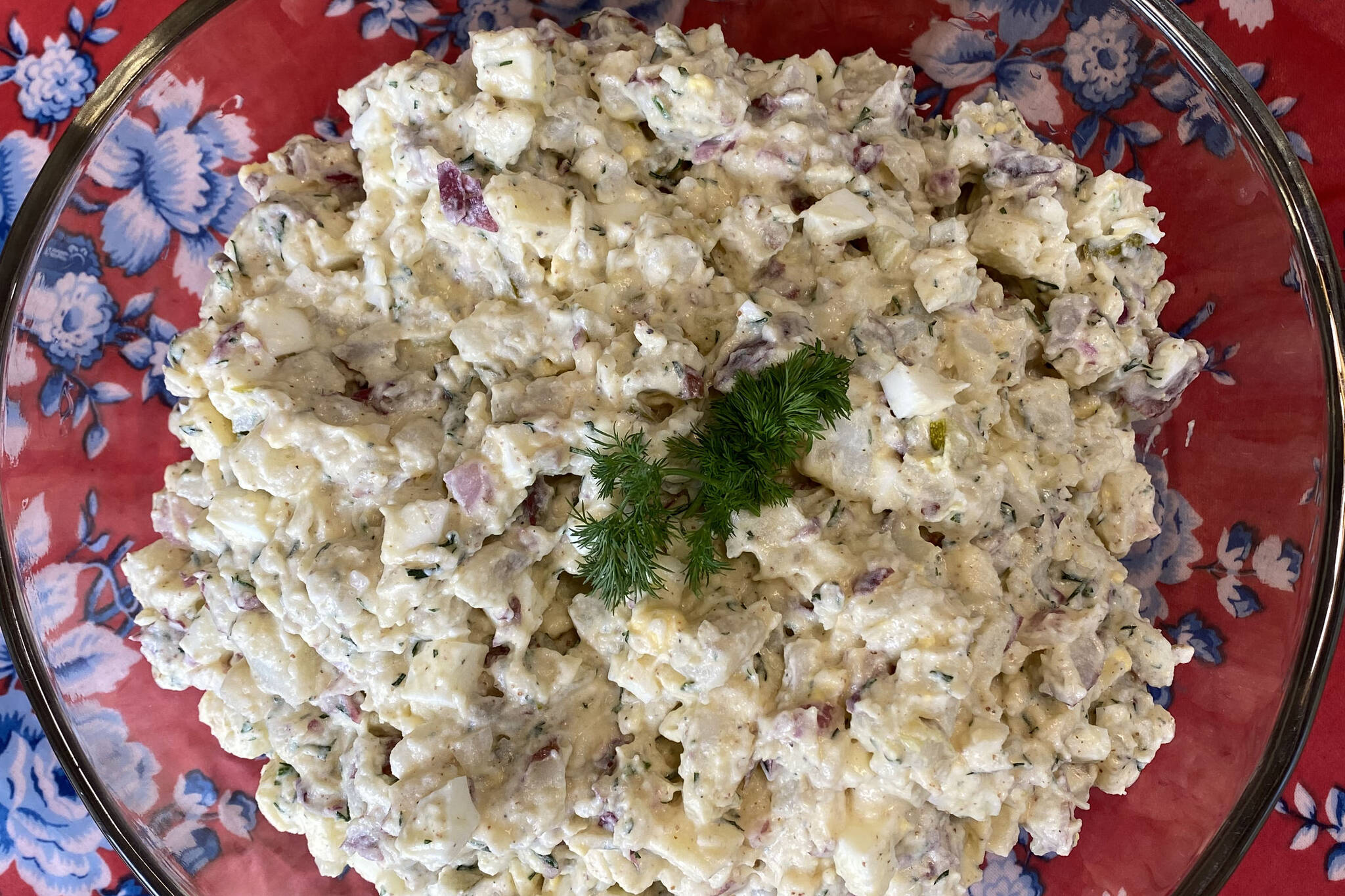 This potato salad recipe incorporates eggs, apples and Greek yogurt into the classic barbecue fare. (Photo by Tressa Dale/Peninsula Clarion)