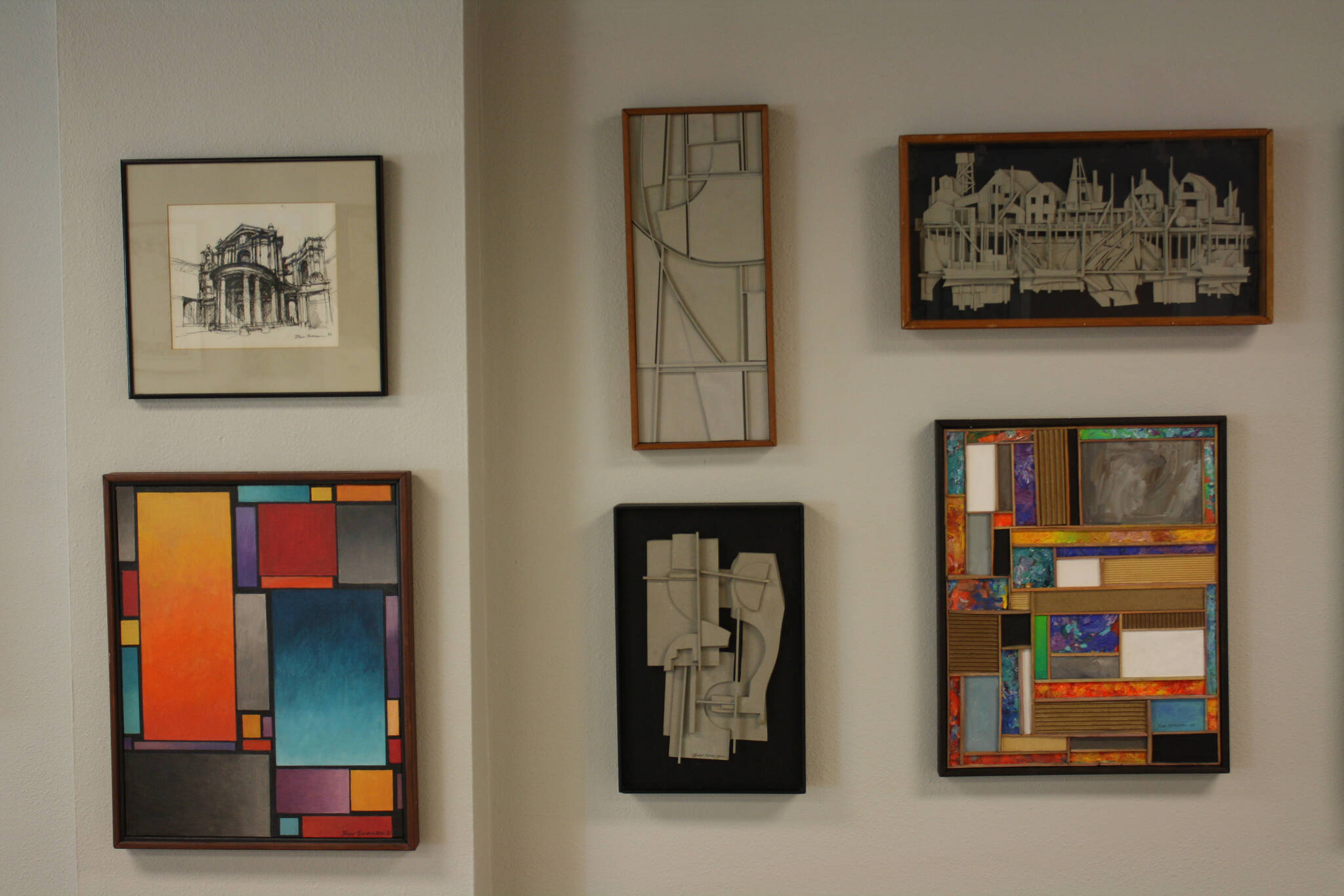 Pieces hang on the walls at the Kenai Art Center on Tuesday, May 31, 2022. (Camille Botello/Peninsula Clarion)