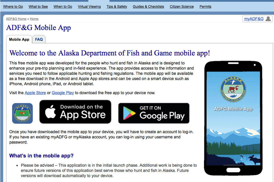 Screenshot via Alaska Department of Fish and Game website