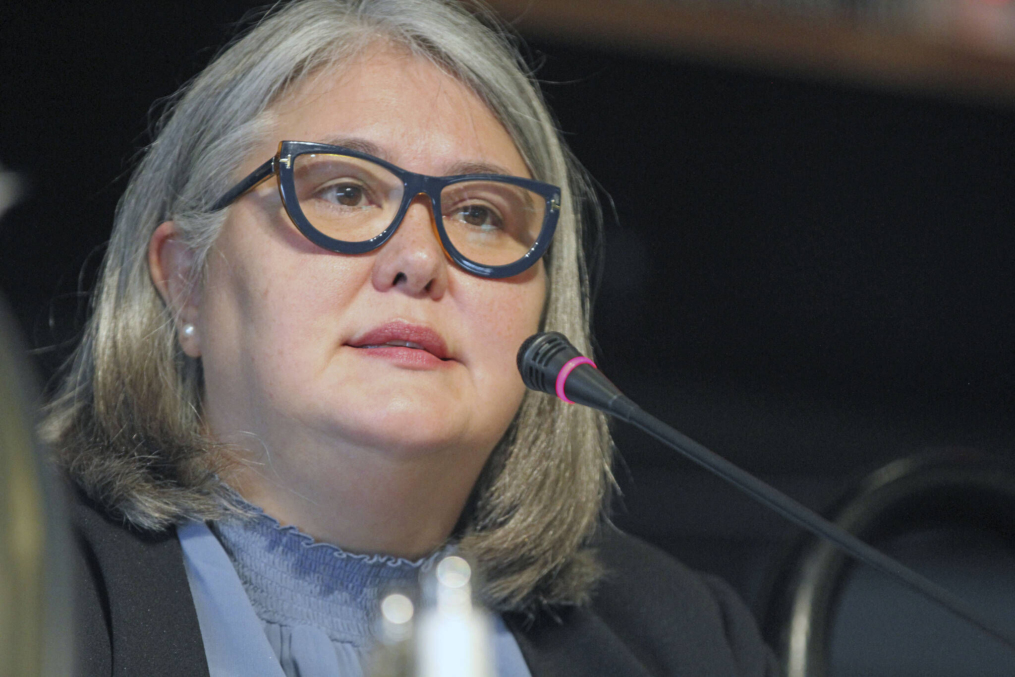 Tara Sweeney, a Republican seeking the sole U.S. House seat in Alaska, speaks during a forum for candidates, May 12, 2022, in Anchorage, Alaska. (AP Photo/ Mark Thiessen)