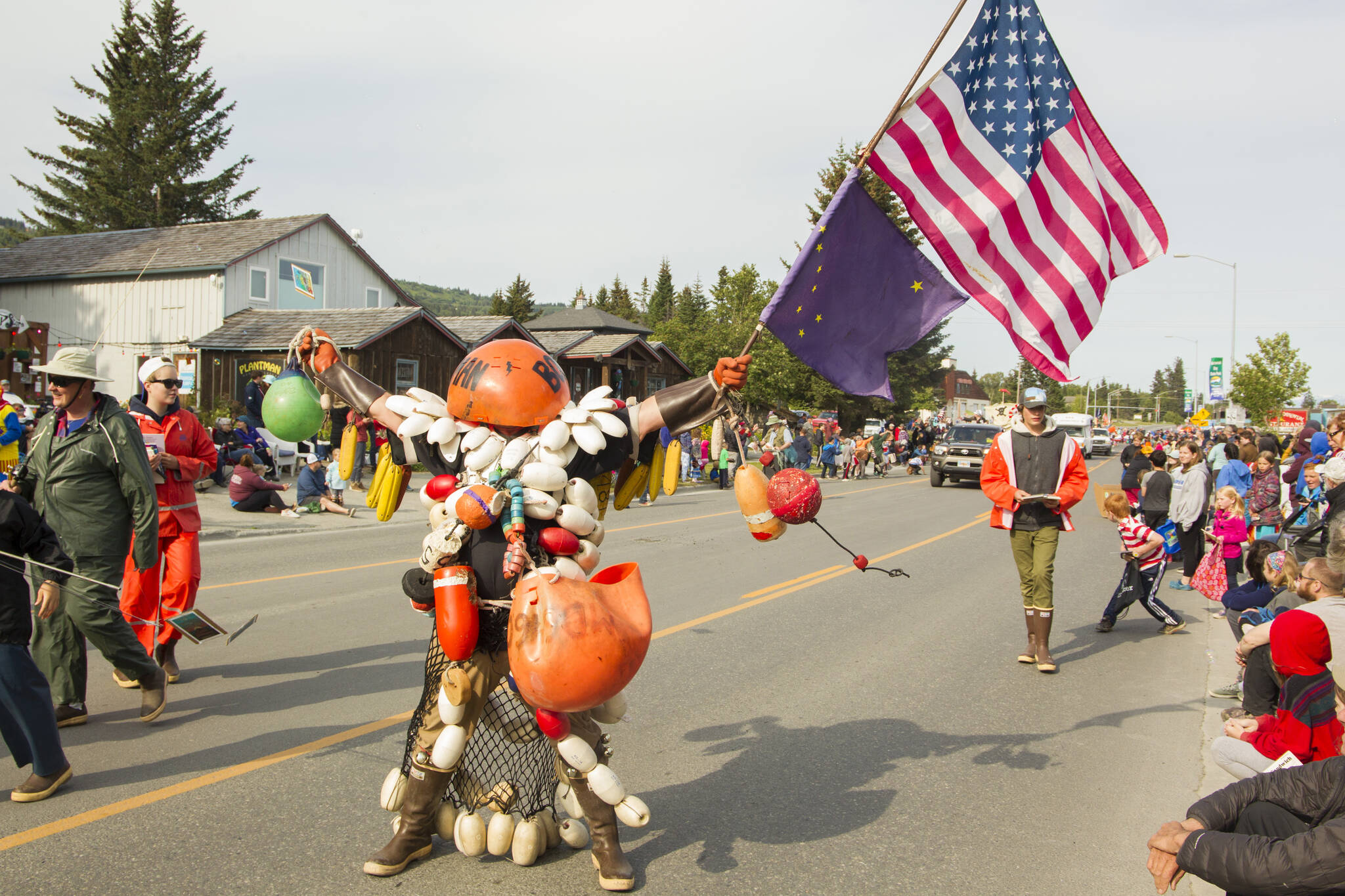 Sarah Knapp / Homer News file
“The Bouyman” participated in the 2021 Fourth of July “Whatever Floats Your Boat” Parade down Pioneer Avenue.