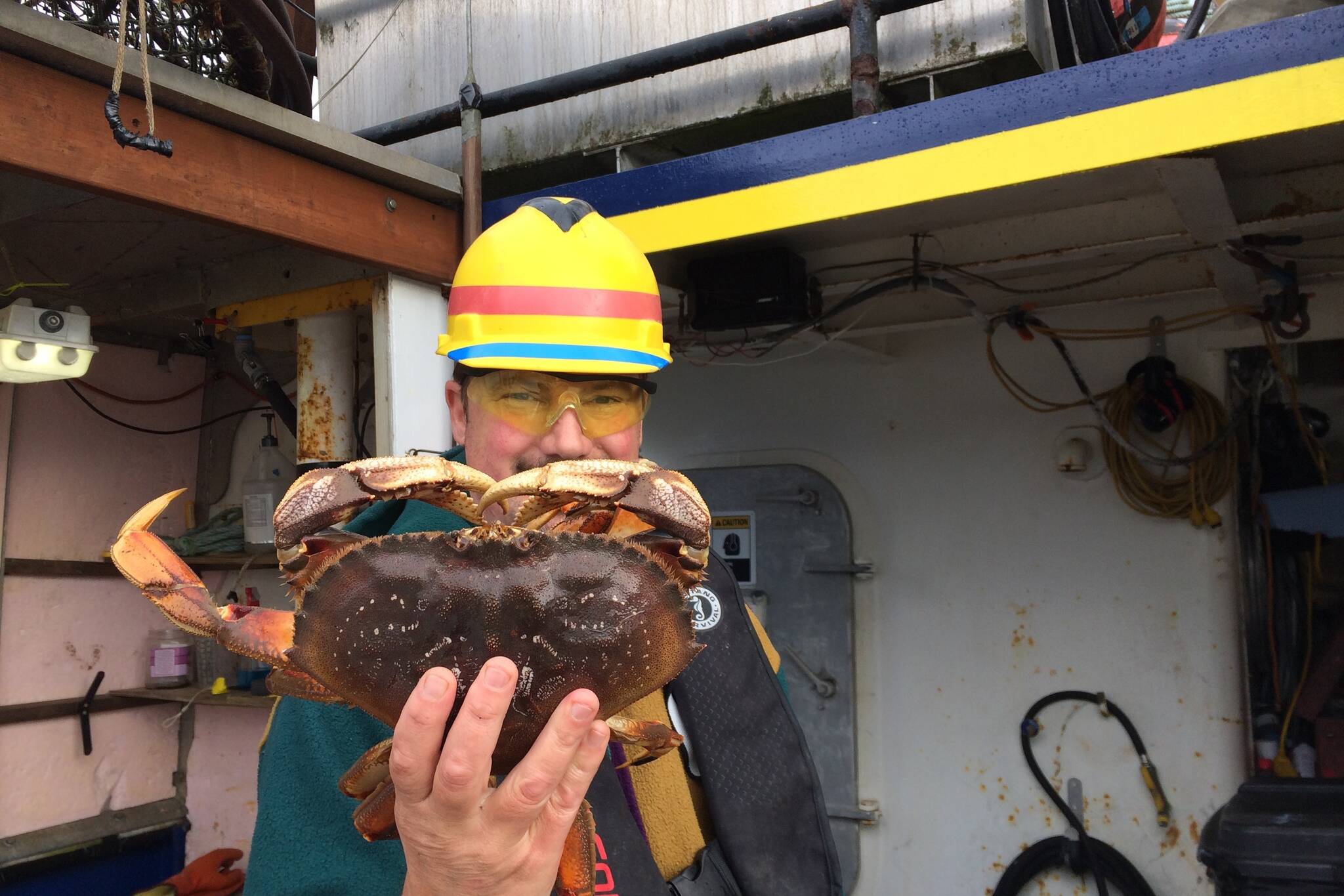 Courtesy Photo/ Joseph Stratman, Alaska Department of Fish and Game
A fisherman holds a Dungeness crab caught during the 2021 season.