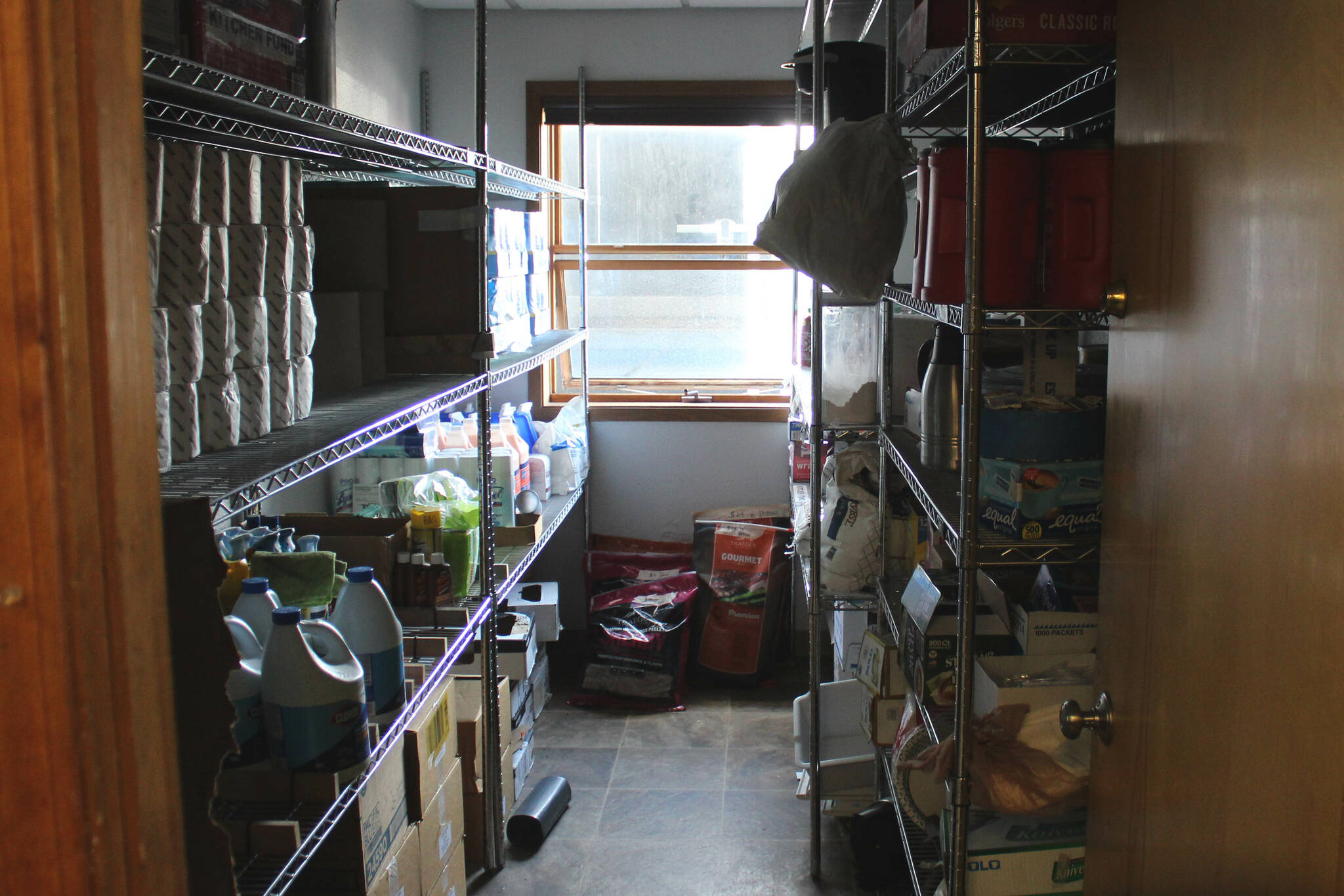 Fire station supplies are stored in a former administrative offices at Central Emergency Services Station 1 on Tuesday, July 26, 2022, in Soldotna, Alaska. (Ashlyn O’Hara/Peninsula Clarion)