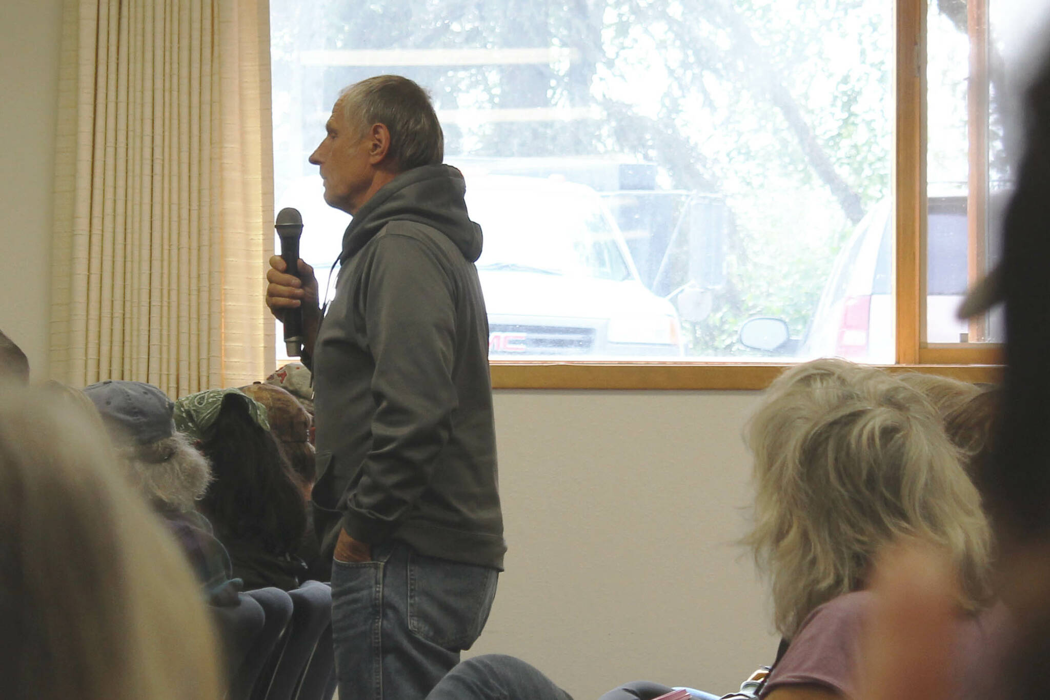 Brent Johnson speaks at a meeting with Alaska Department of Fish and Game Commissioner Doug Vincent-Lang at the Cook Inlet Aquaculture Association building on Tuesday, Aug. 2, 2022, near Kenai, Alaska. (Ashlyn O’Hara/Peninsula Clarion)
