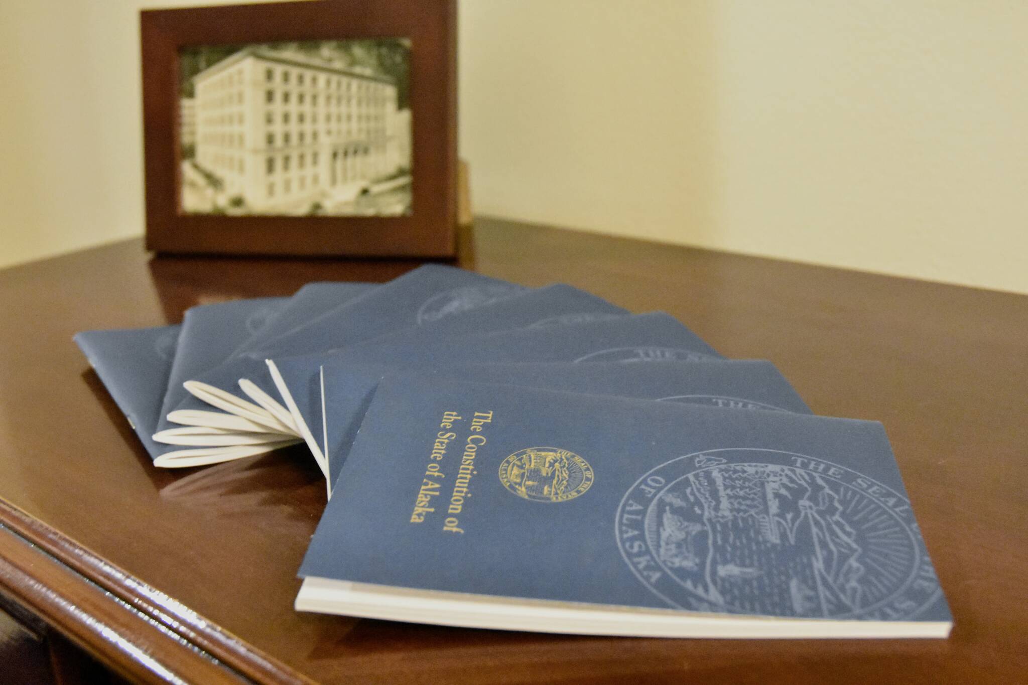 Copies of the Alaska State Constitution are available outside the lieutenant governor’s office on the third floor of the Alaska State Capitol. (Peter Segall / Juneau Empire File)