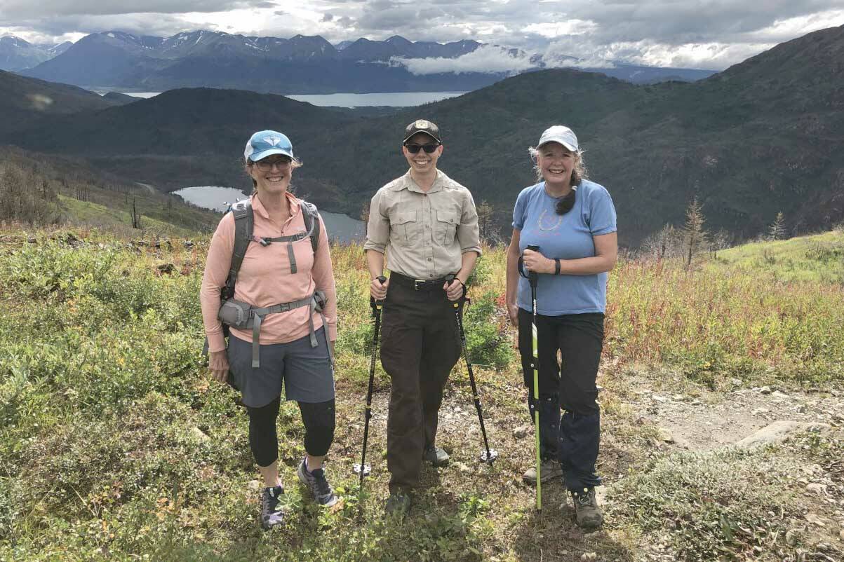 Jaimie Musen and visitors on a Skyline Trail guided hike after a rainstorm. (Photo courtesy of USFWS)