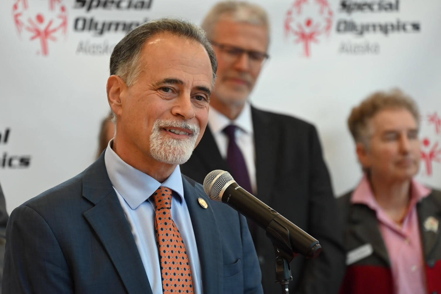 Peter Micciche speaks at the ceremony for the signing of Senate Bill 185 into law at Special Olympics Alaska in Anchorage, Alaska, on Tuesday, Sept. 13, 2022. (Photo courtesy Alaska Office of the Governor)