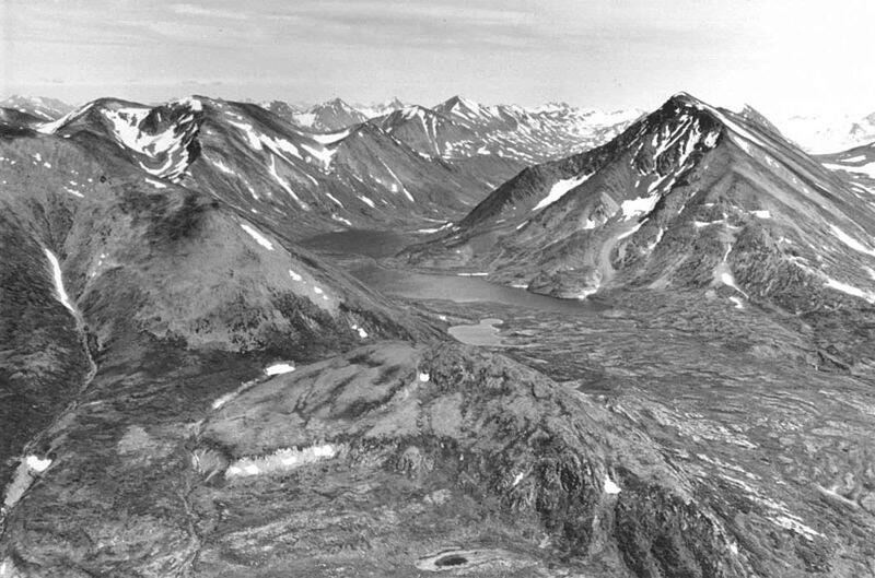 A historical aerial photo of Twin Lakes on the Kenai Moose Range (now called the Kenai National Wildlife Refuge. (Photo by USFWS)