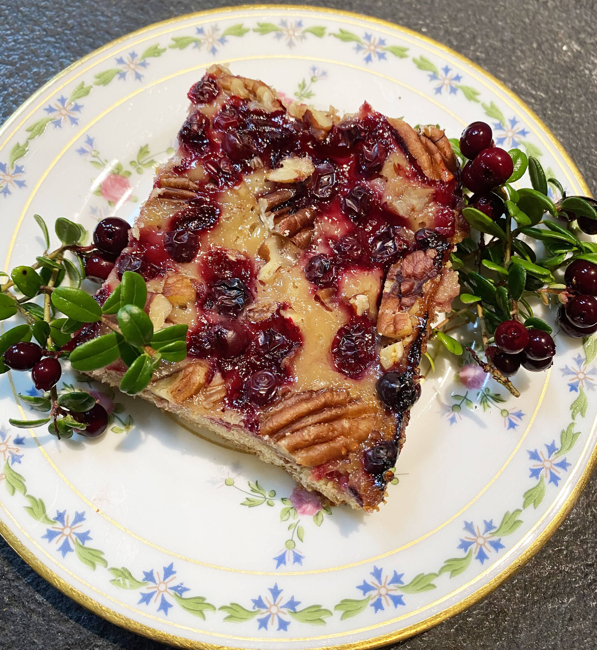 Sweet and tart cranberry pecan oat bars are photographed. (Photo by Tressa Dale/Peninsula Clarion)