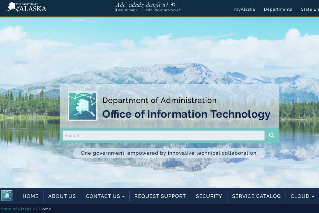 The State of Alaska, Department of Administration, Office of Information Technology webpage. (Screenshot/oit.alaska.gov)