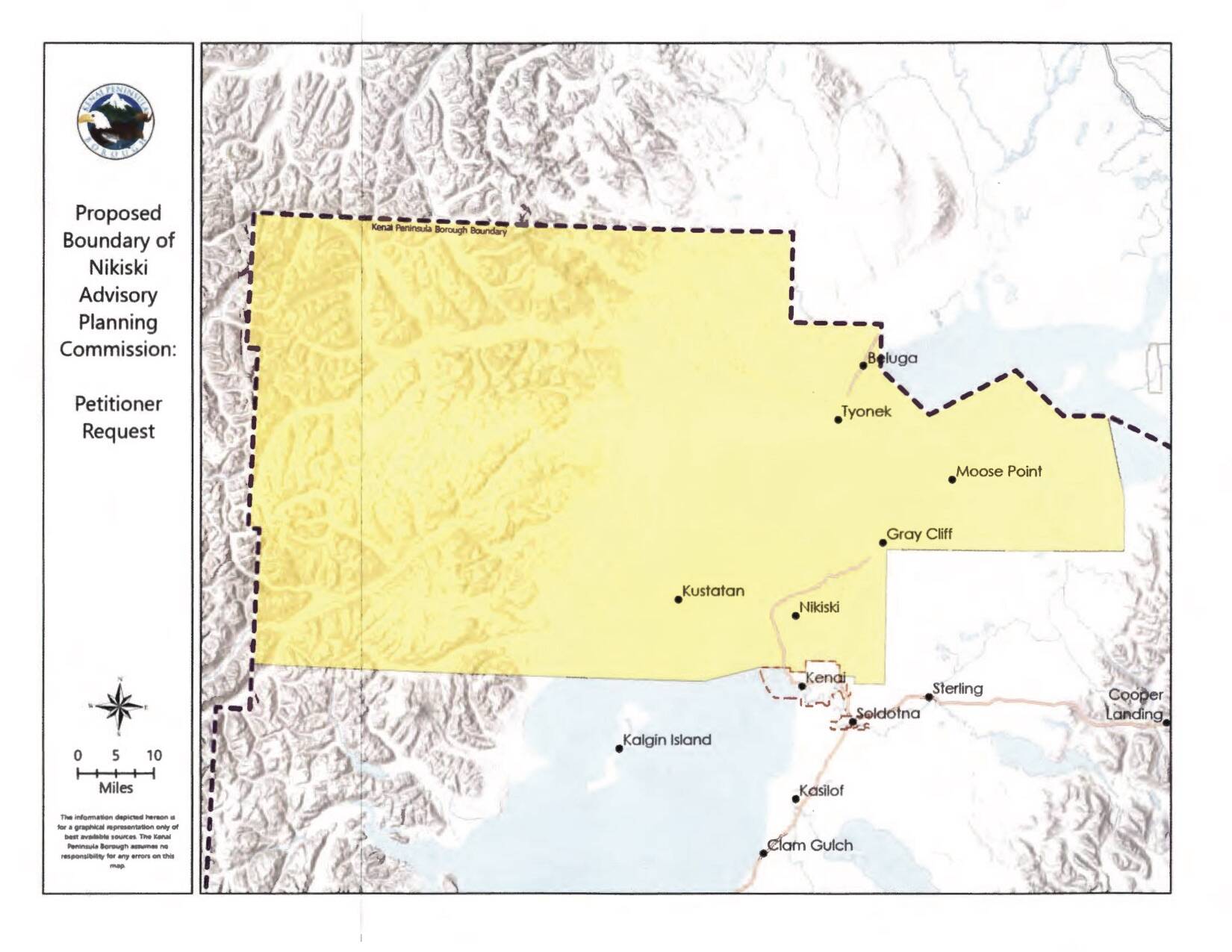 The boundaries of Nikiski’s Advisory Planning Commission, as petitioned by residents. (Map via Kenai Peninsula Borough)