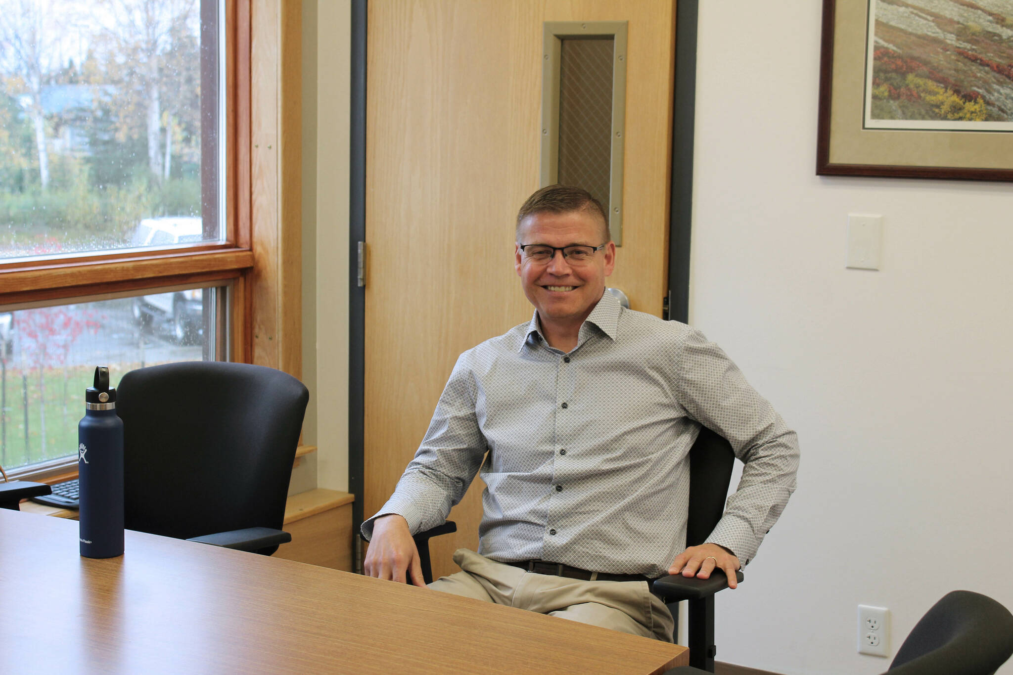 Kenai City Manager Paul Ostrander sits inside Kenai City Hall on Thursday, Sept. 29, 2022, in Kenai, Alaska. (Ashlyn O’Hara/Peninsula Clarion)