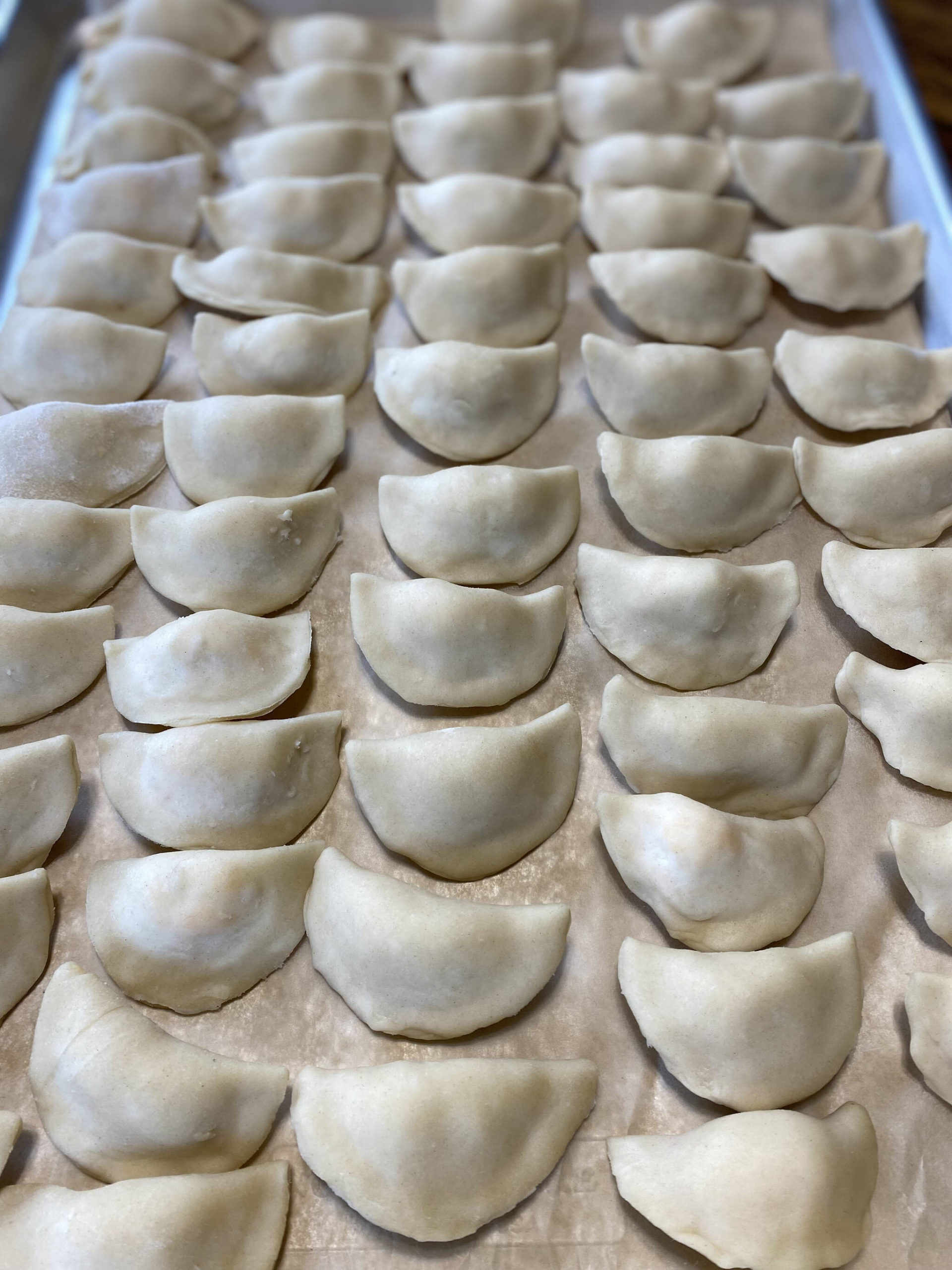 These labor-intensive pierogies can be made in large batches and frozen for future meals. (Photo by Tressa Dale/Peninsula Clarion)