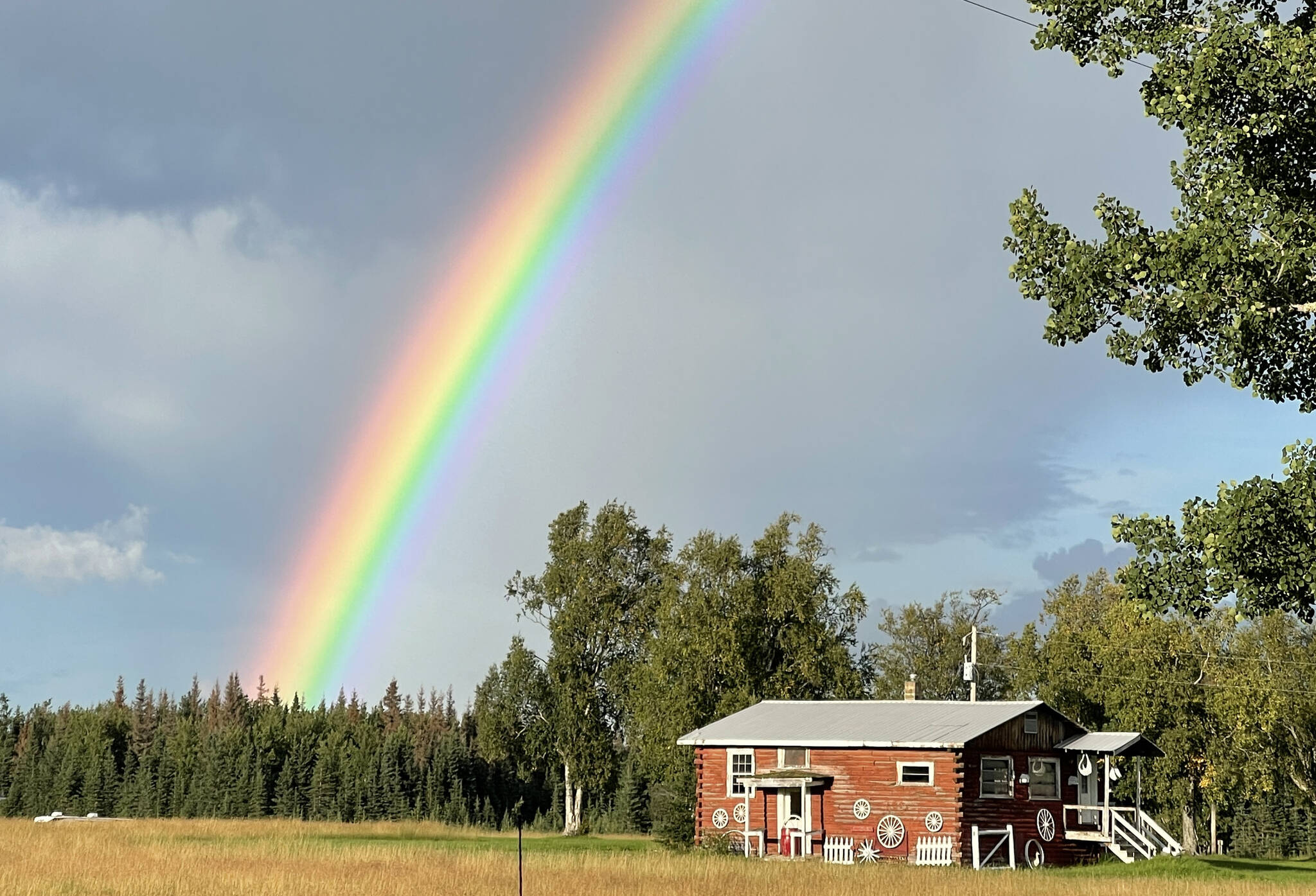A rainbow is seen on Aug. 28, 2022, in Soldotna, Alaska. (Jake Dye/Peninsula Clarion)