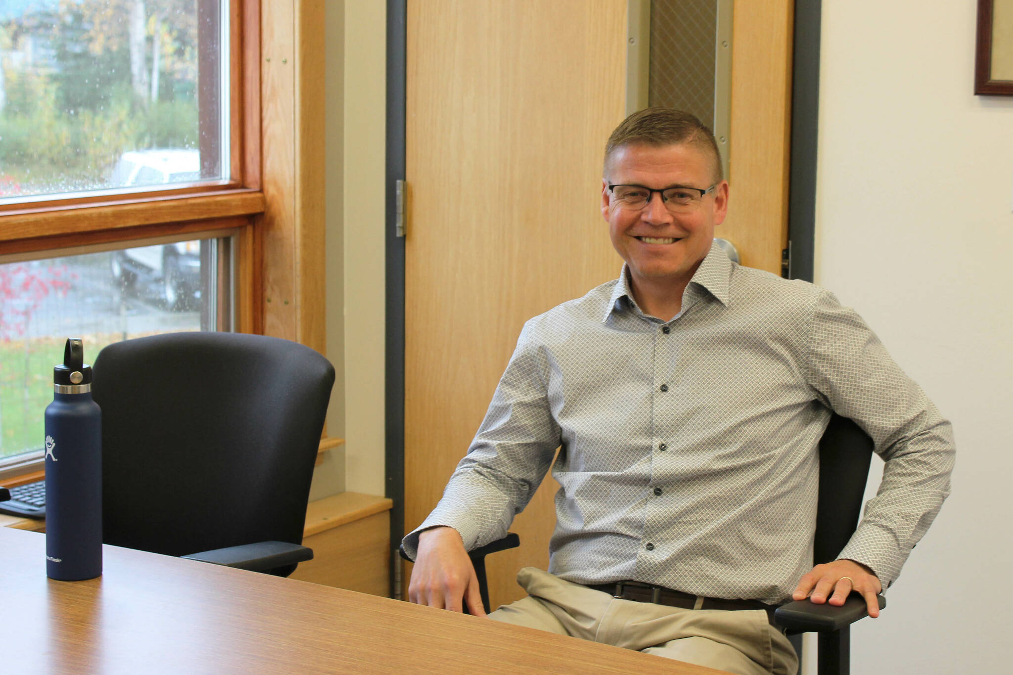 Kenai City Manager Paul Ostrander sits inside Kenai City Hall on Thursday, Sept. 29, 2022, in Kenai, Alaska. (Ashlyn O’Hara/Peninsula Clarion)