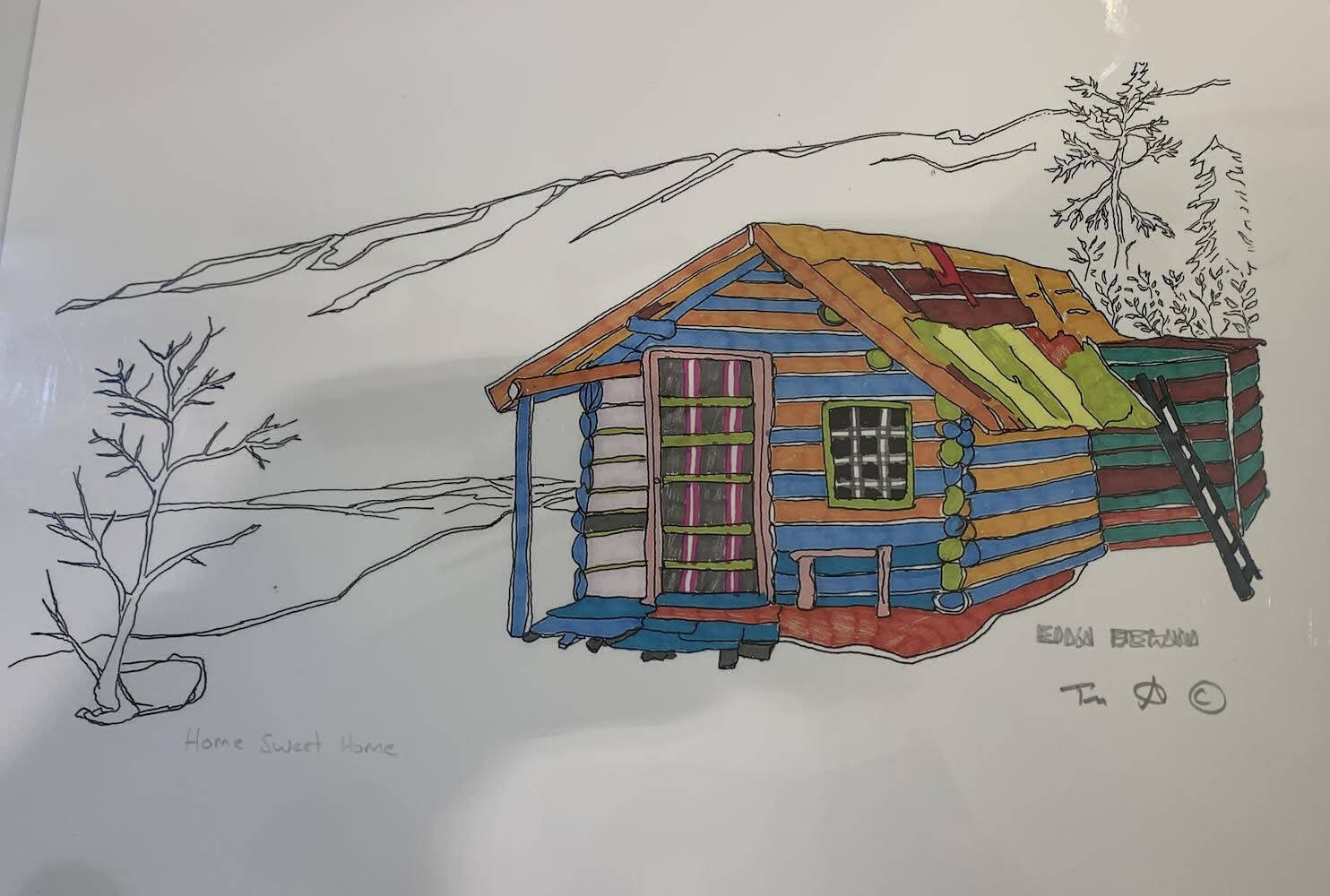 A work included in the “Our Town” exhibit at Fireweed Gallery is on display on Oct. 7, 2022, in Homer, Alaska. The exibit runs through December. (Photo by Christina Whiting/Homer News)