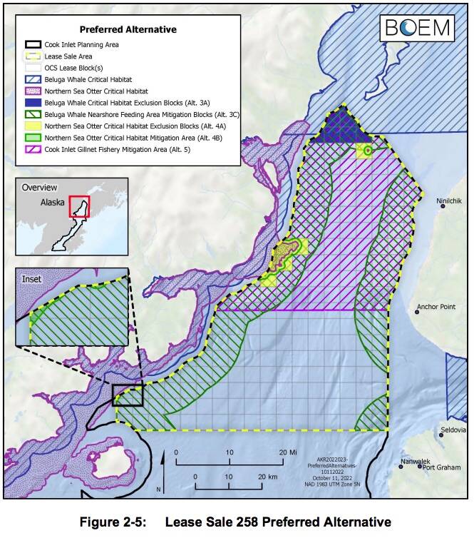 Lease Sale 258 Preferred Alternative figure from environmental impact survey. (BOEM)