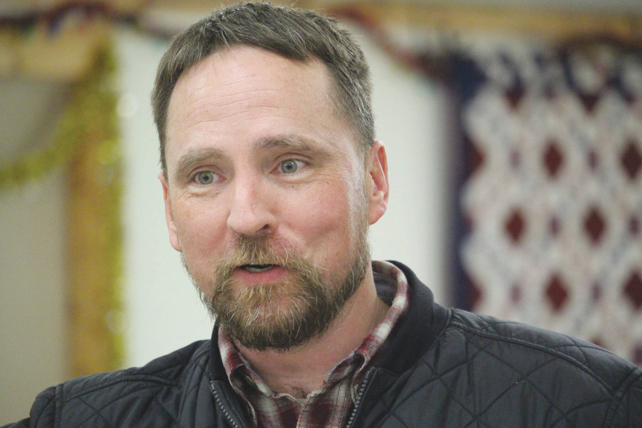 Rep. Ben Carpenter, R-Nikiski, speaks to constituents during a town hall at the Funny River Community Center in Funny River, Alaska on Jan. 9, 2020. (Photo by Brian Mazurek/Peninsula Clarion file)