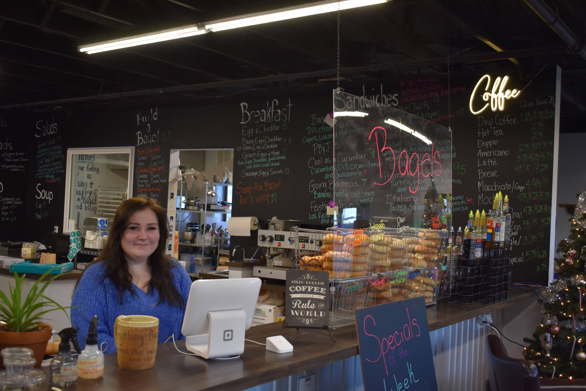 Abbi Suprick is seen at Everything Bagels in Soldotna, Alaska, on Thursday, Nov. 17, 2022. (Jake Dye/Peninsula Clarion)