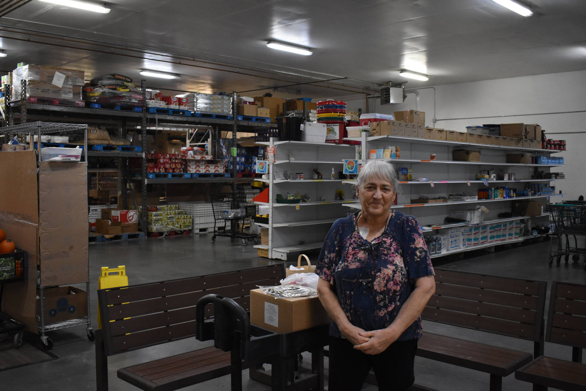 Morganette Finch is seen at the Kenai Peninsula Food Bank in Soldotna, Alaska, on Friday, Nov. 18, 2022. (Jake Dye/Peninsula Clarion)