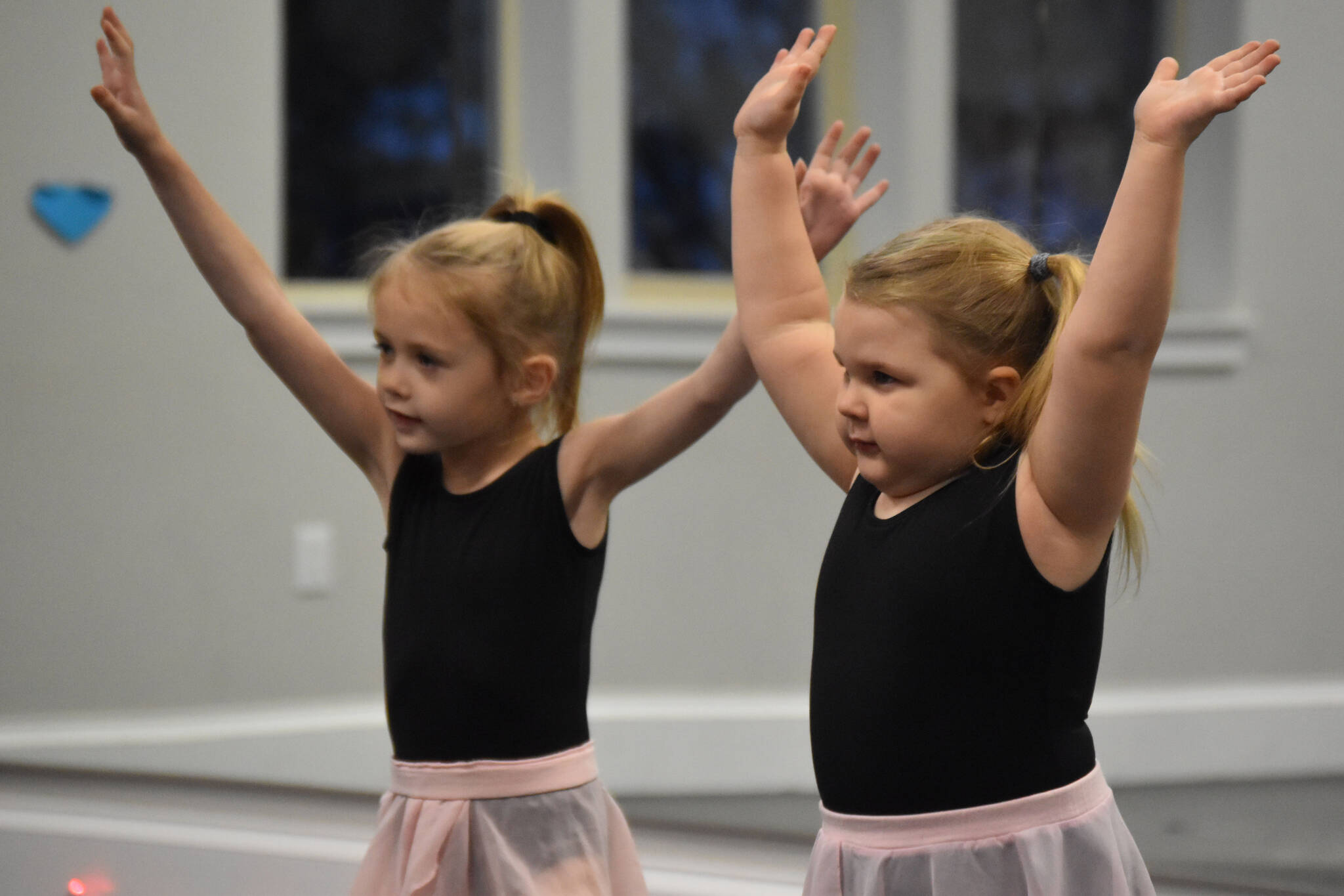 Kindergartners practice their tap-dancing routines for Forever Christmas on Monday, Nov. 28, 2022, at Forever Dance in Soldotna, Alaska. (Jake Dye/Peninsula Clarion)