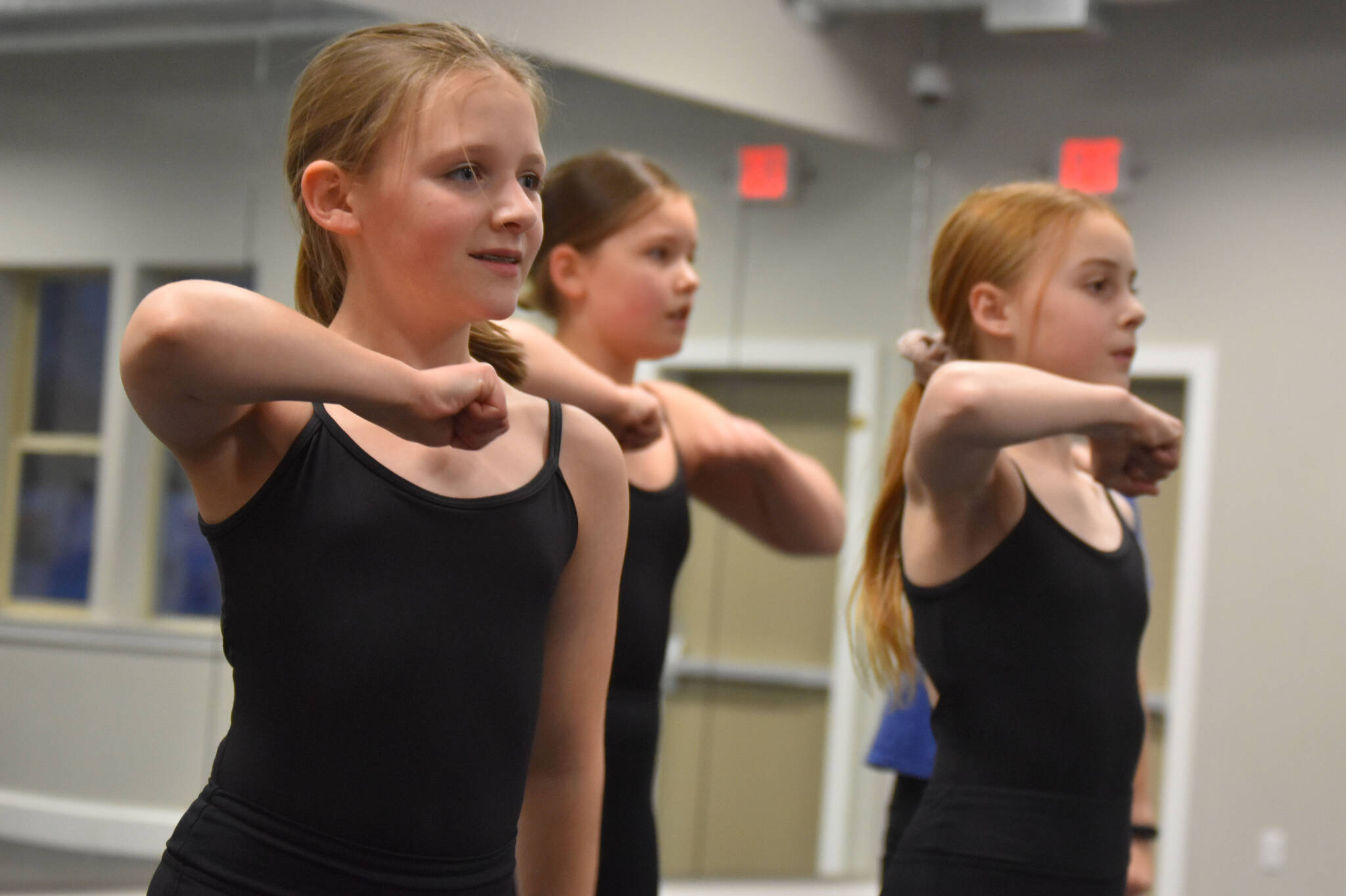 Hip-Hop students practice their routines for Forever Christmas on Monday, Nov. 28, 2022, at Forever Dance in Soldotna, Alaska. (Jake Dye/Peninsula Clarion)