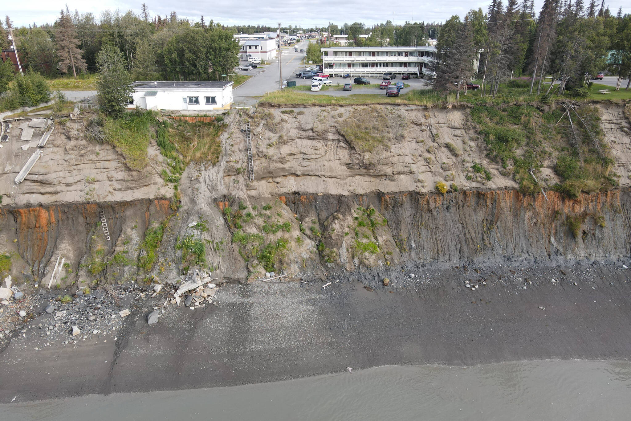 Portions of the Kenai bluff can be seen eroding below Old Town Kenai in this undated photo. (Photo by Aidan Curtin/courtesy Scott Curtin)
Portions of the Kenai bluff can be seen eroding below Old Town Kenai in this undated photo. (Photo by Aidan Curtin/courtesy Scott Curtin)