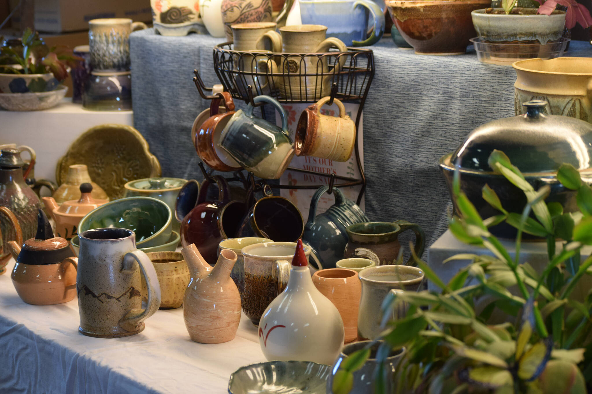 Handmade ceramics are on display at the Kenai Potters Guild on Tuesday, April 27, 2021. (Camille Botello/Peninsula Clarion file)