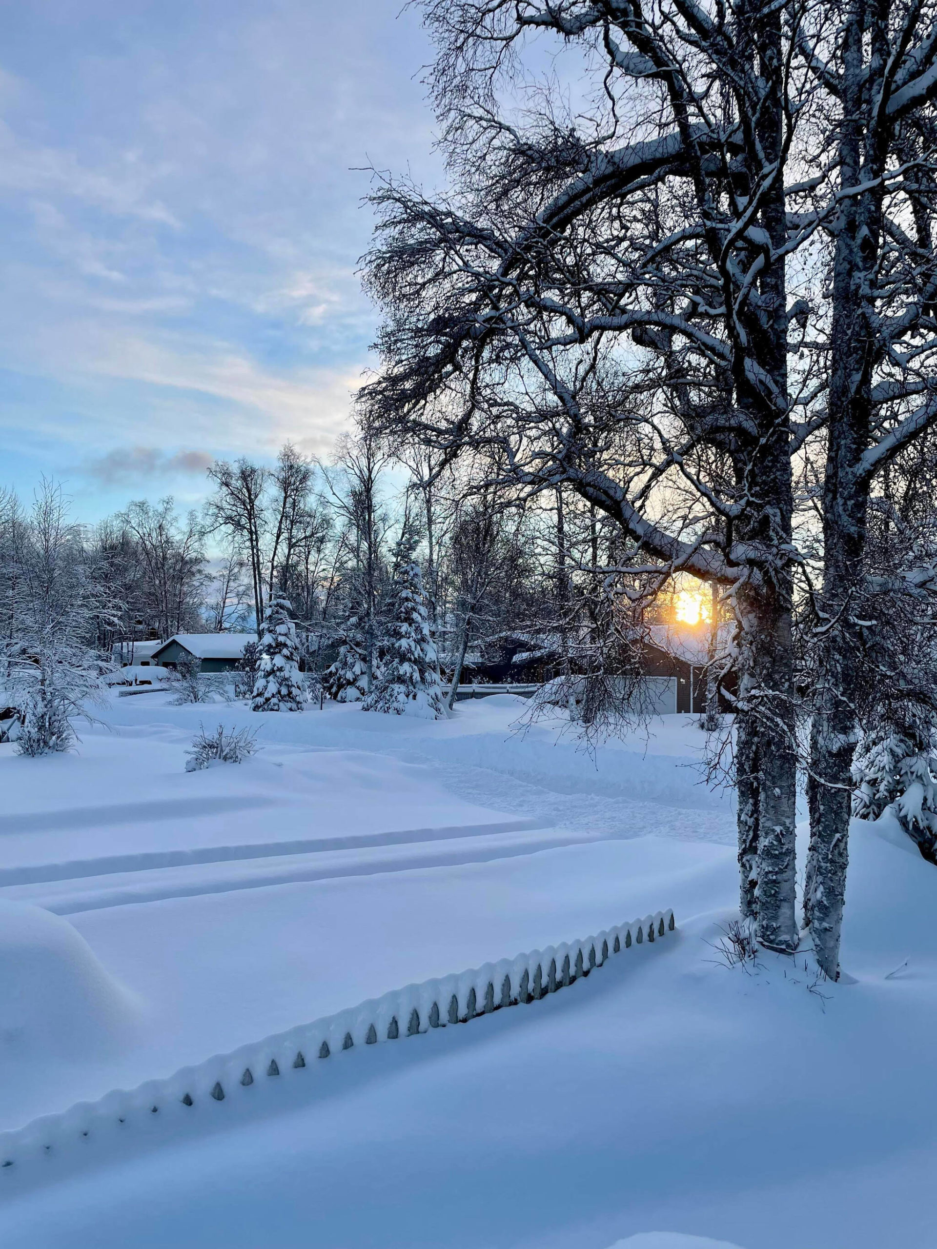 Snow blankets a neighborhood in the West Riverview Avenue area in Soldotna, Alaska, on Monday, Dec. 12, 2022. (Photo courtesy Matthew Rundle)