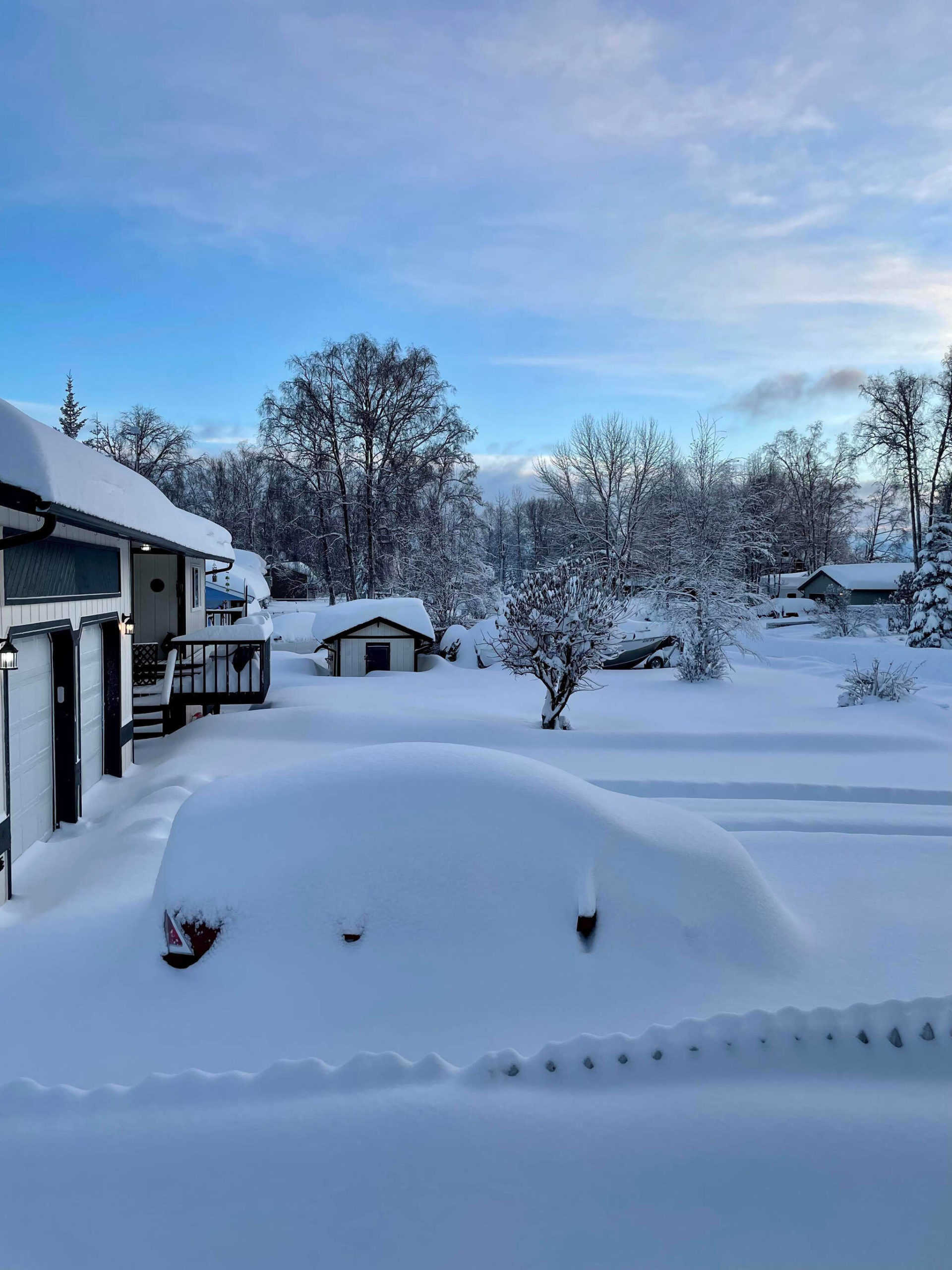 Snow blankets a neighborhood in the West Riverview Avenue area in Soldotna, Alaska, on Monday, Dec. 12, 2022. (Photo courtesy Matthew Rundle)