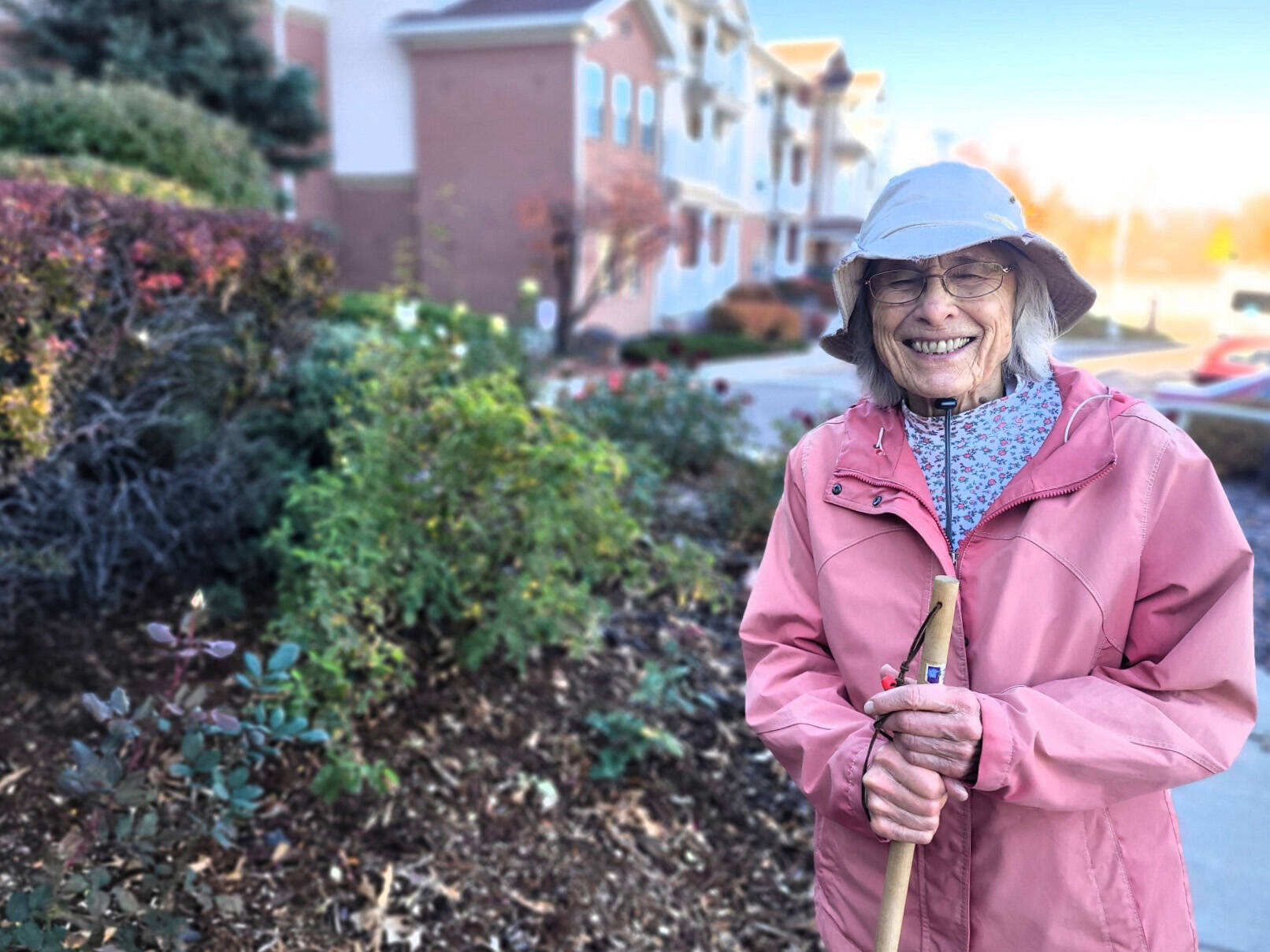Marian Goble smiles in front of her home in Westminster, Colorado, near Denver. (Photo courtesy of Ben and Marian Goble)