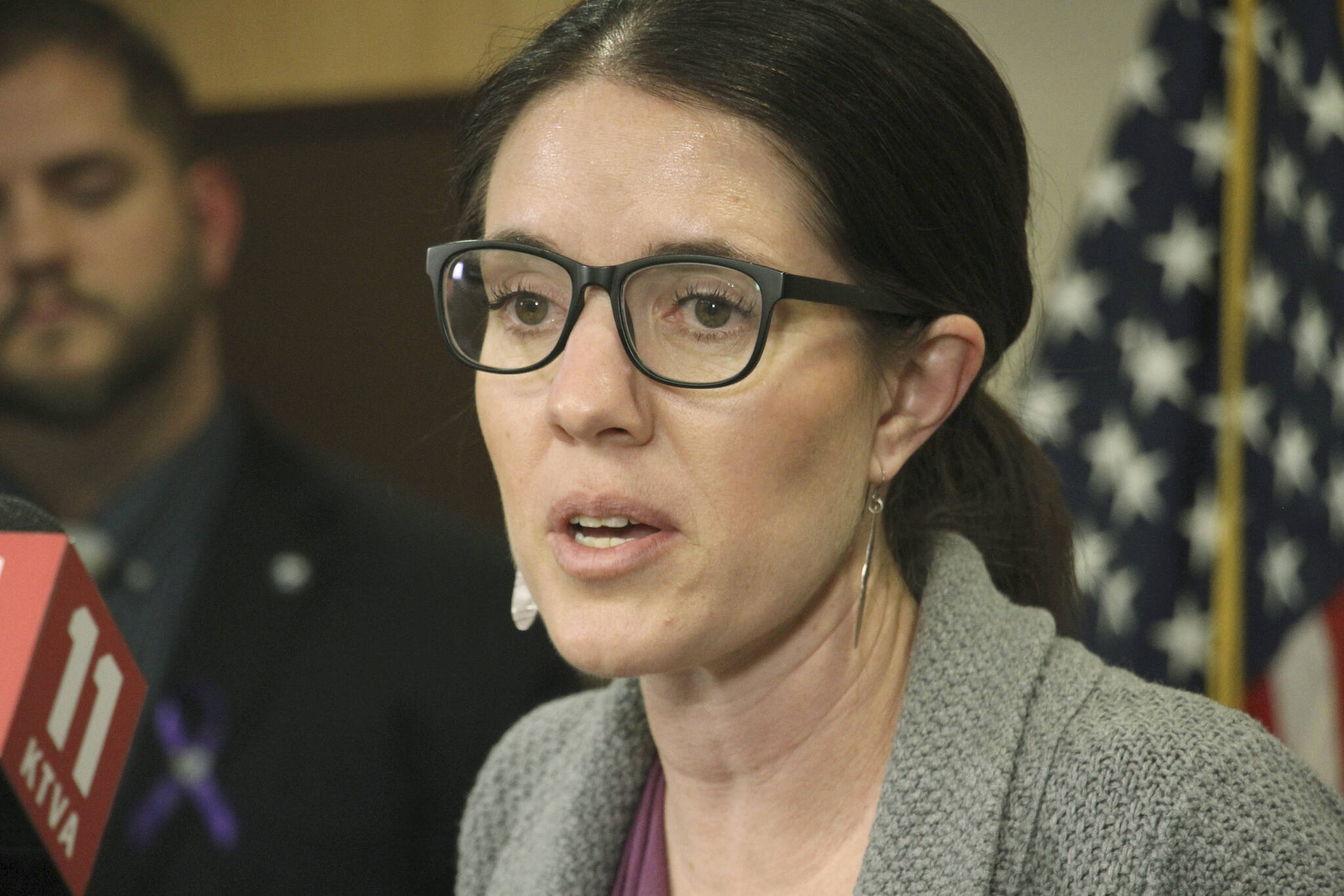 In this March 12, 2020, file photo, Dr. Anne Zink, Alaska’s chief medical officer, addresses reporters at a news conference in Anchorage, Alaska. (AP Photo/Mark Thiessen, File)