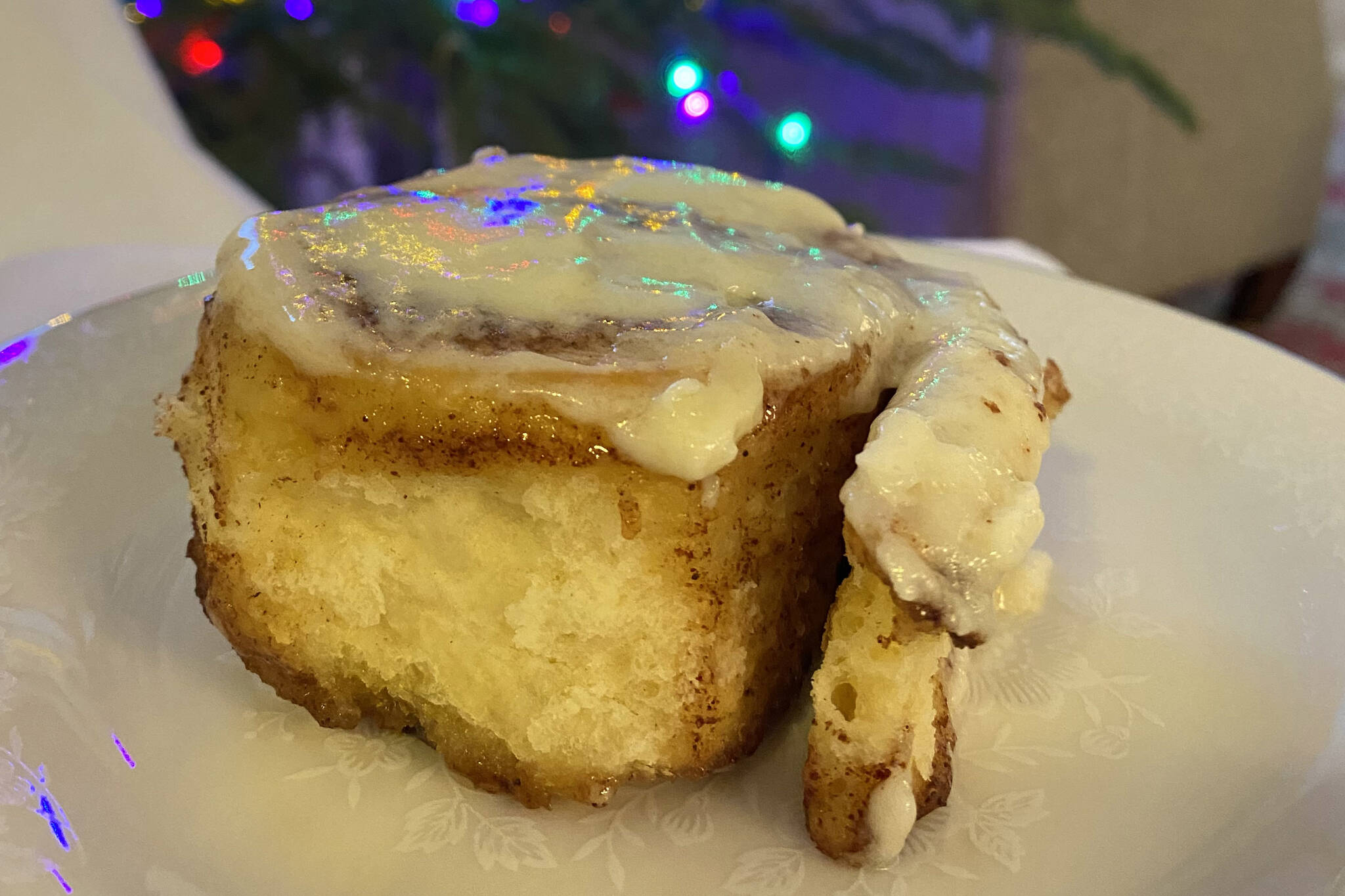 Soft and sticky cinnamon rolls incorporate the tastes of cinnamon and whipped cream cheese frosting. (Photo by Tressa Dale/Peninsula Clarion)