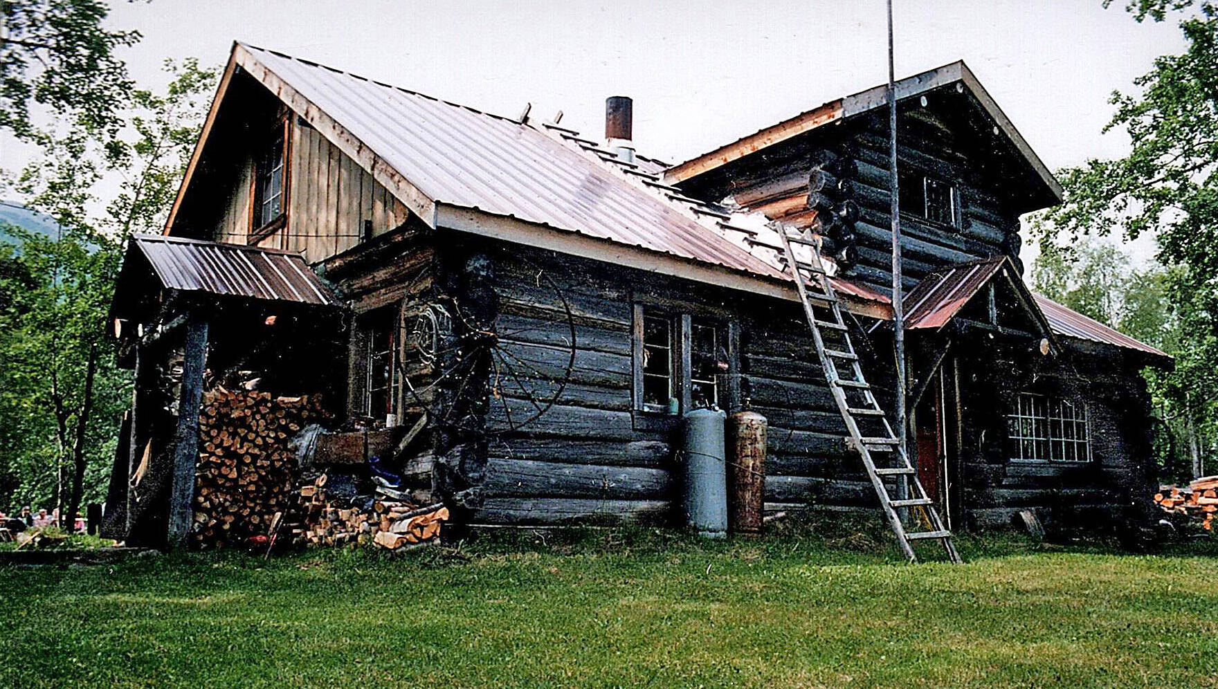 The Emma and Carl Clark house dominated the hillside west of the mouth of Resurrection Creek in Hope for many decades. This photo was taken in 1991. (Photo 210.029.164, from the Clark Collection, courtesy of Hope and Sunrise Historical and Mining Museum)