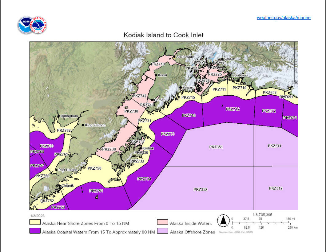 A map of updated marine zone boundaries, set to be put into effect on March 8, 2023. (Screenshot)