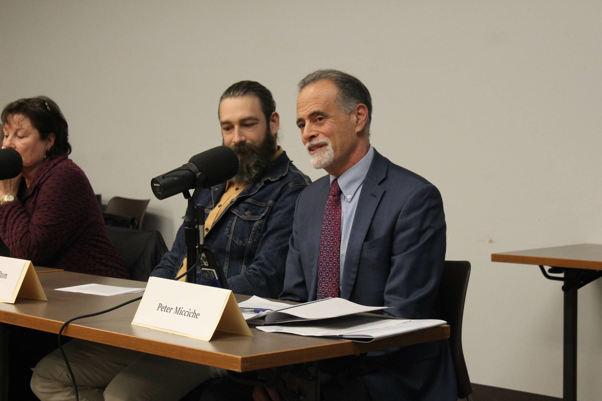 Peter Micciche participates in a Kenai Peninsula Borough mayor candidate forum on Tuesday, Jan. 24, 2023 in Soldotna, Alaska. (Ashlyn O’Hara/Peninsula Clarion)